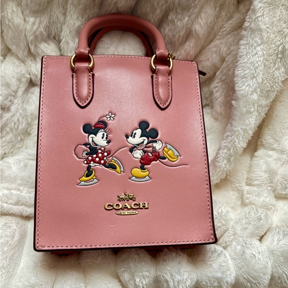 NEW Disney X Coach Blush Multi Leather Mini Tote Ice Skate Motif Mickey & Minnie - Picture 7 of 16
